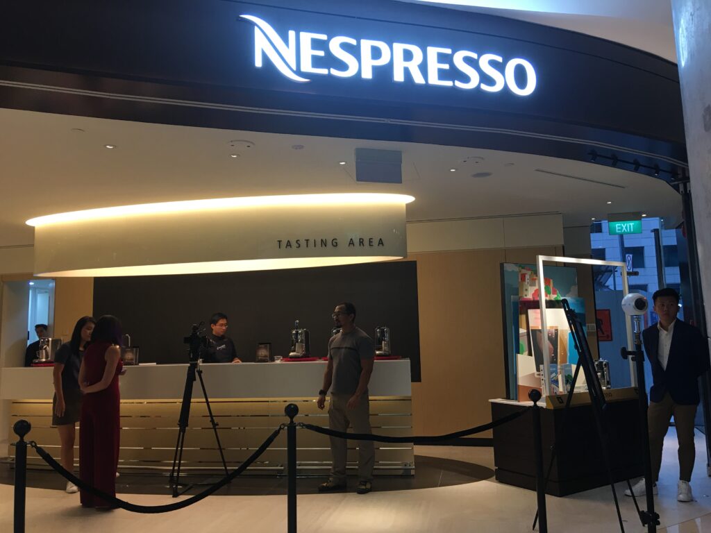 Nespresso store with 360 interactive video crew and camera