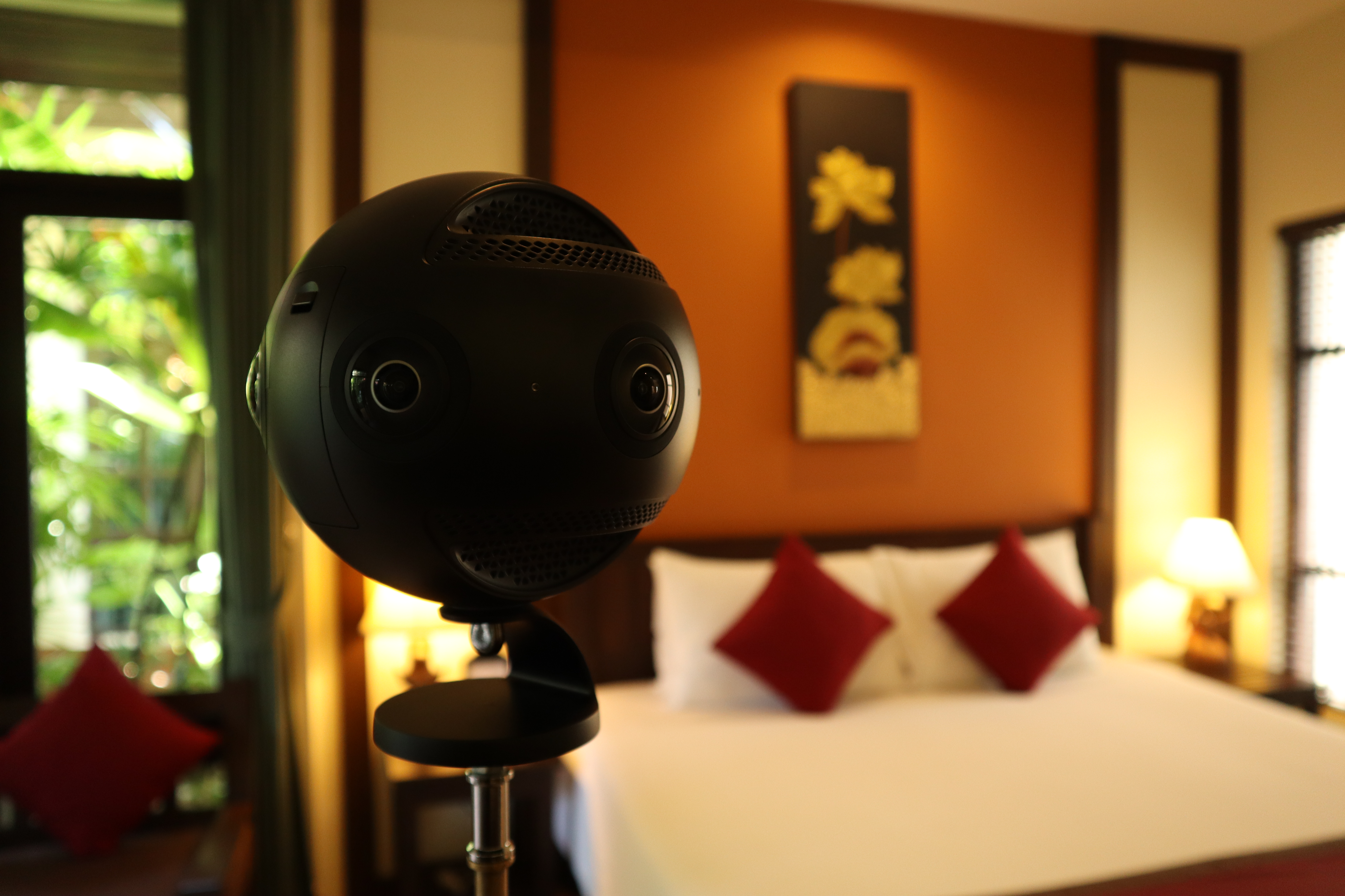 Insta360 Pro camera filming VR travel content in Koh Samui