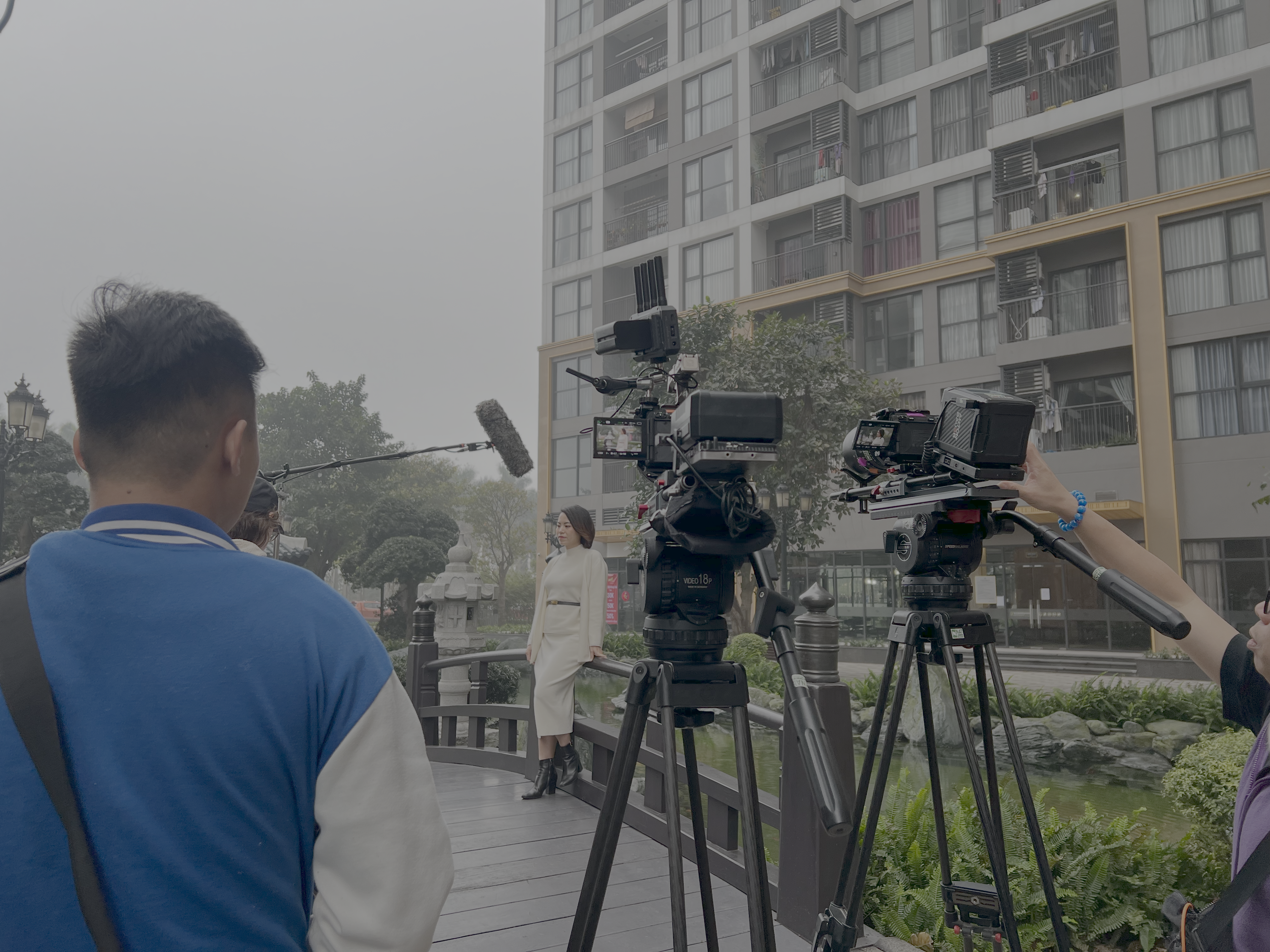 Exterior interview filming